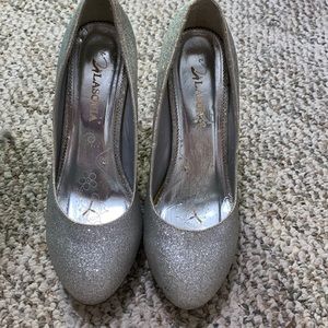 Sparkly silver heels
